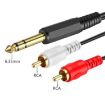 JUNSUNMAY 6.35mm TRS to 2 RCA Phono Audio Cable, 0.2m Length - 5