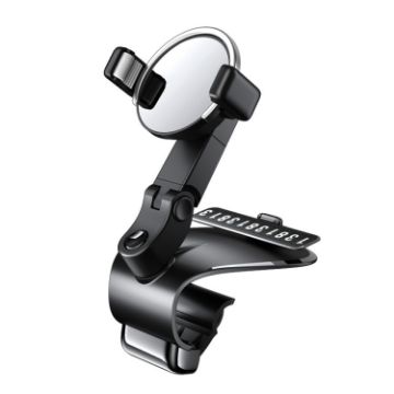 360 Rotation Car Dashboard Mount Phone Holder with Parking Sign (Black) - 1