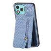 For Honor 400 Lite Global Carbon Fiber Flip Zipper Phone Case Blue - 3