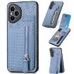 For Honor 400 Global Carbon Fiber Vertical Flip Zipper Case - Blue - 1