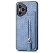 For Honor 400 Global Carbon Fiber Vertical Flip Zipper Case - Blue - 2