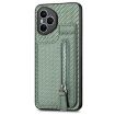For Honor 400 Global Carbon Fiber Vertical Flip Zipper Case - Green - 2