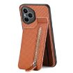 For Honor 400 Pro Global Carbon Fiber Flip Zipper Phone Case Brown - 3
