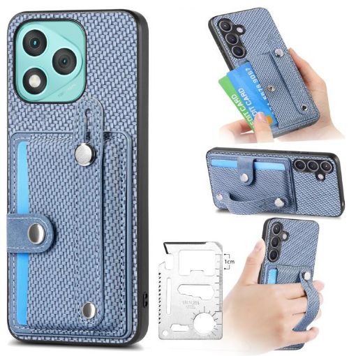 For Honor 400 Lite Blue Wristband Kickstand Card Wallet Phone Case - 1