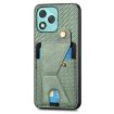For Honor 400 Lite Green Carbon Fiber Wallet Flip Card Phone Case - 2