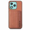For Honor 400 Lite Brown Carbon Fiber Magnetic Card Bag Phone Case - 2
