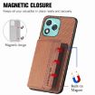 For Honor 400 Lite Brown Carbon Fiber Magnetic Card Bag Phone Case - 3