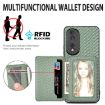 For Honor 400 Lite Brown Carbon Fiber Magnetic Card Bag Phone Case - 4
