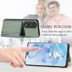 For Honor 400 Lite Green Carbon Fiber Magnetic Card Bag Phone Case - 6