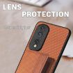 For Honor 400 Lite Khaki Carbon Fiber Magnetic Card Phone Case - 8