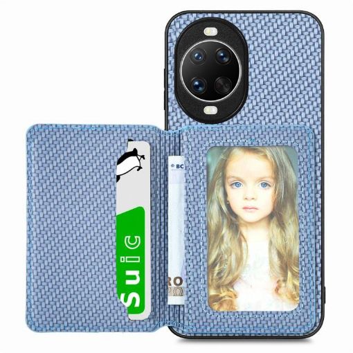 Huawei nova 14 Pro Blue Carbon Fiber Magnetic Card Bag Phone Case - 1