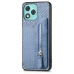 For Honor 400 Lite Blue Carbon Fiber Flip Zipper Wallet Phone Case - 2