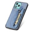 For Honor 400 Lite Blue Carbon Fiber Flip Zipper Wallet Phone Case - 5