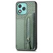 For Honor 400 Lite Green Carbon Fiber Zipper Wallet Phone Case - 2