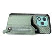 For Honor 400 Lite Green Carbon Fiber Zipper Wallet Phone Case - 3