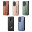 For Honor 400 Lite Green Carbon Fiber Zipper Wallet Phone Case - 6