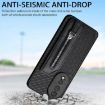 For Honor 400 Lite Khaki Carbon Fiber Flip Zipper Wallet Case - 8
