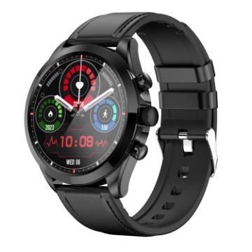 ET440 Smart Watch: 1.39" Color Screen, Leather Strap, Health Monitoring - 1