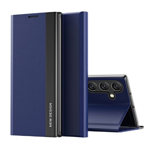 Samsung Galaxy M34 5G Leather Phone Case, Electroplated, Sapphire Blue - 1