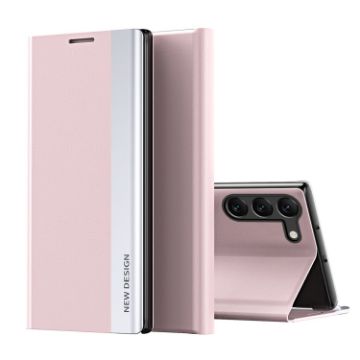Samsung Galaxy S24 5G Pink Leather Phone Case with Electroplated Sides - 1