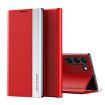 Samsung Galaxy S24 5G Red Leather Phone Case with Electroplated Sides - 1