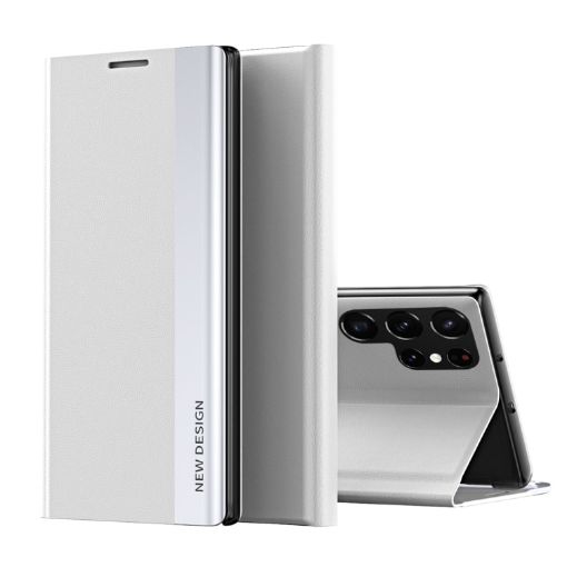 Samsung Galaxy S24 Ultra 5G White Leather Phone Case Electroplated - 1