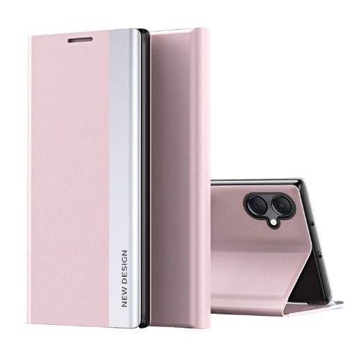 Samsung Galaxy A06 4G Pink Leather Phone Case - Electroplated Side - 1