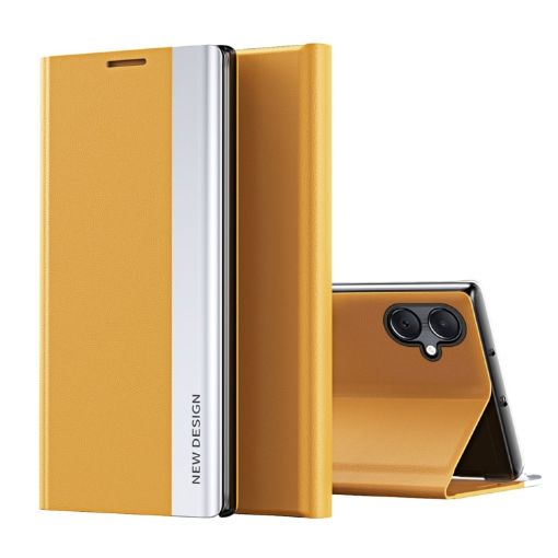 Samsung Galaxy A06 4G Yellow Leather Phone Case - Electroplated Side - 1
