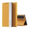 Samsung Galaxy S25 5G Yellow Leather Phone Case with Electroplated Sides - 1