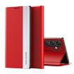 Samsung Galaxy S25 5G Red Leather Phone Case with Electroplated Sides - 1