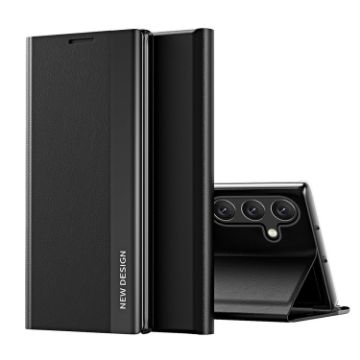 Samsung Galaxy S25 5G Leather Phone Case, Electroplated, Graphite Black - 1