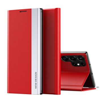 Samsung Galaxy S25 Ultra 5G Red Leather Phone Case with Electroplated Sides - 1