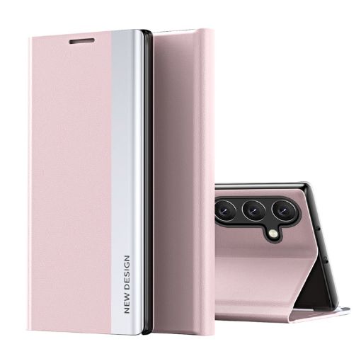 Samsung Galaxy A36 5G Pink Leather Phone Case - Electroplated Adsorption - 1