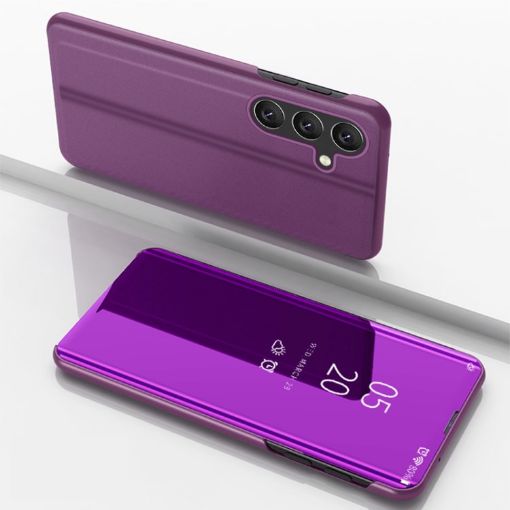Samsung Galaxy A26 Purple Mirror Flip Leather Case with Holder - 1