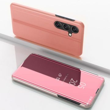 Samsung Galaxy A56 Rose Gold Mirror Flip Leather Case with Holder - 1