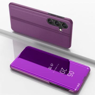 Samsung Galaxy A56 Purple Mirror Flip Leather Case with Holder - 1