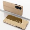 Samsung Galaxy S25 Edge 5G Gold Mirror Flip Leather Case with Holder - 1