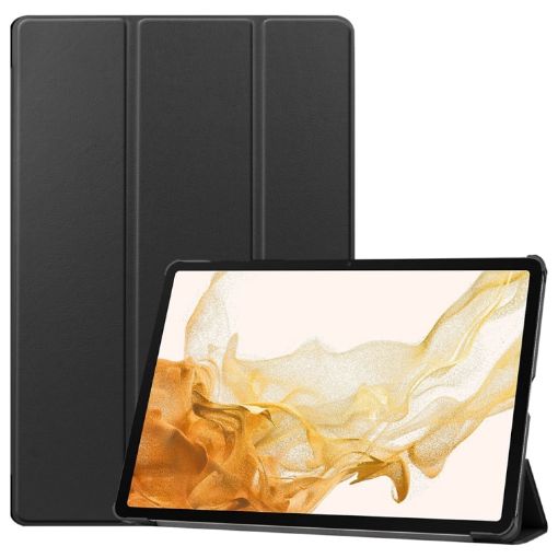 Samsung Galaxy Tab S9+ JUNSUNMAY Black Leather 3-Fold Stand Case - 1