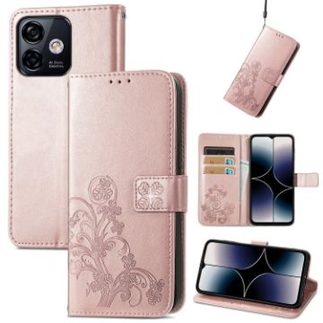 Ulefone Note 16 Pro Rose Gold Leather Phone Case with Four-leaf Clasp - 1