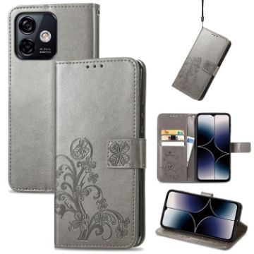 Ulefone Note 16 Pro Gray Leather Phone Case with Four-leaf Clasp - 1