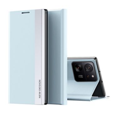Xiaomi 13T Pro Blue Leather Phone Case with Electroplated Adsorption - 1