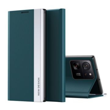 Xiaomi 13T Pro Green Leather Phone Case with Electroplated Adsorption - 1
