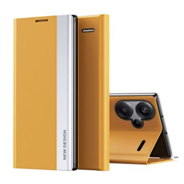 Xiaomi Redmi Note 13 Pro+ Yellow Leather Phone Case with Electroplating - 1