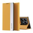Xiaomi 14T Yellow Leather Phone Case with Electroplated Adsorption - 1