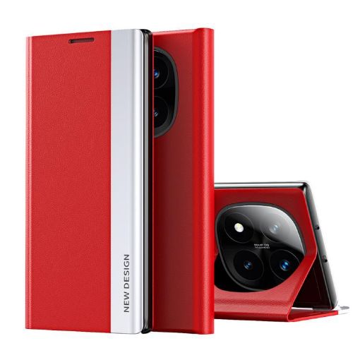 Xiaomi Redmi Note 14 Pro+ 5G Red Leather Phone Case Electroplated - 1