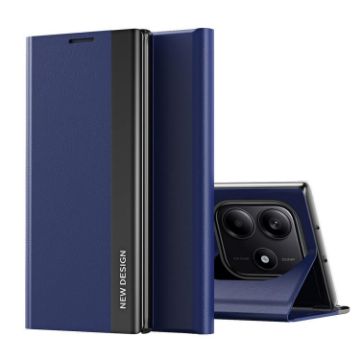 Redmi Note 14 4G Leather Phone Case, Electroplated, Dark Blue, 163.25mm - 1