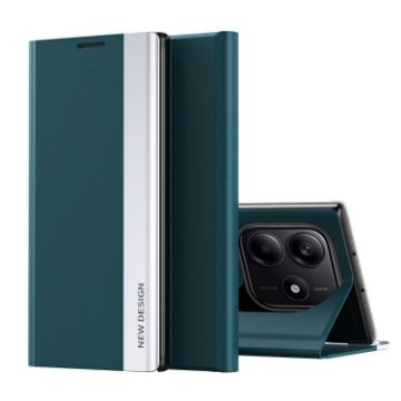 Redmi Note 14 4G Green Leather Phone Case with Electroplated Sides - 1