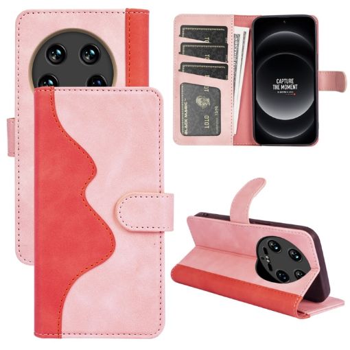 Xiaomi 14 Ultra Red Leather Flip Phone Case - Horizontal Stitching - 1