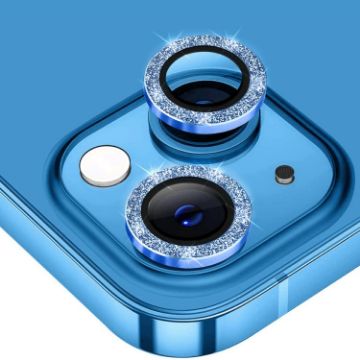 iPhone 15/15 Plus ENKAY Hat-Prince Glitter Lens Glass Film Blue - 1