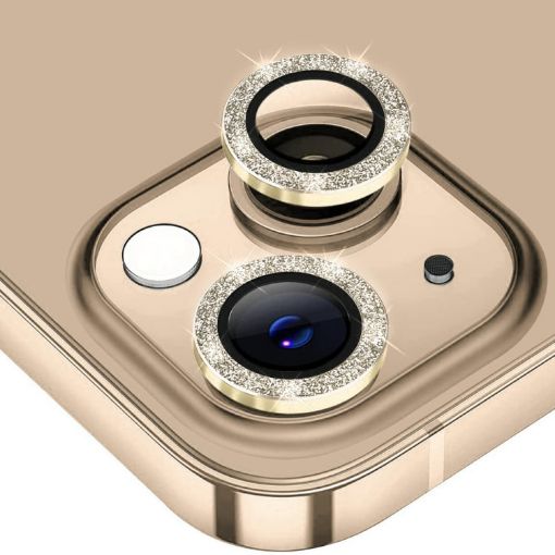 iPhone 15/15 Plus ENKAY Hat-Prince Gold Glitter Lens Glass Film - 1